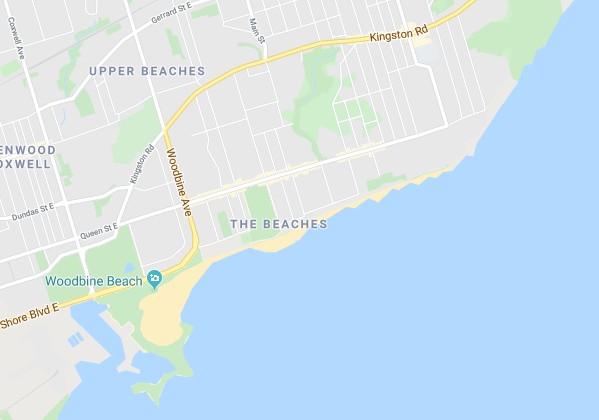 A screenshot of the Beaches neighbourhood map.