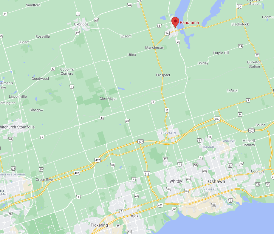 Port Perry on a map relative to the East GTA, showing how close the community is to Toronto for a Port Perry Community Profile