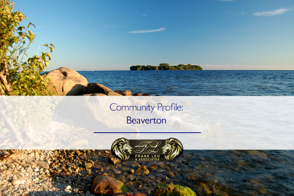 An image of Lake Simcoe with the text Community Profile: Beaverton overlaid for a GTA community profile