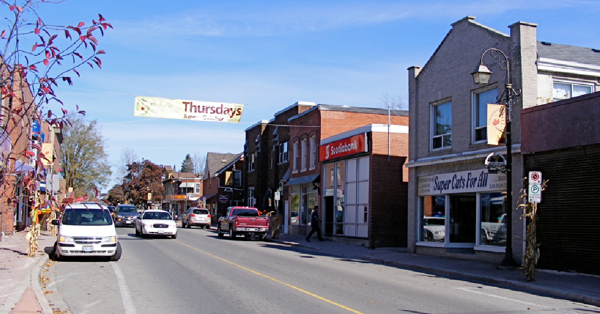 View of Acton street and shops